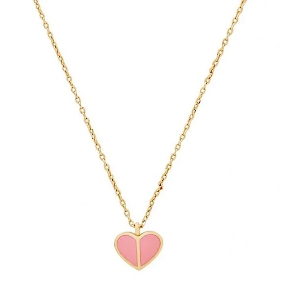 Kate Spade Pink Heritage Enamel Spade Mini Heart Pendant Necklace